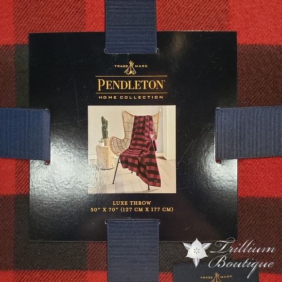 Pendleton Red Rob Roy Luxe Throw & Handmade Acrylic Sunset Canvas Painting NEW - Picture 7 of 11